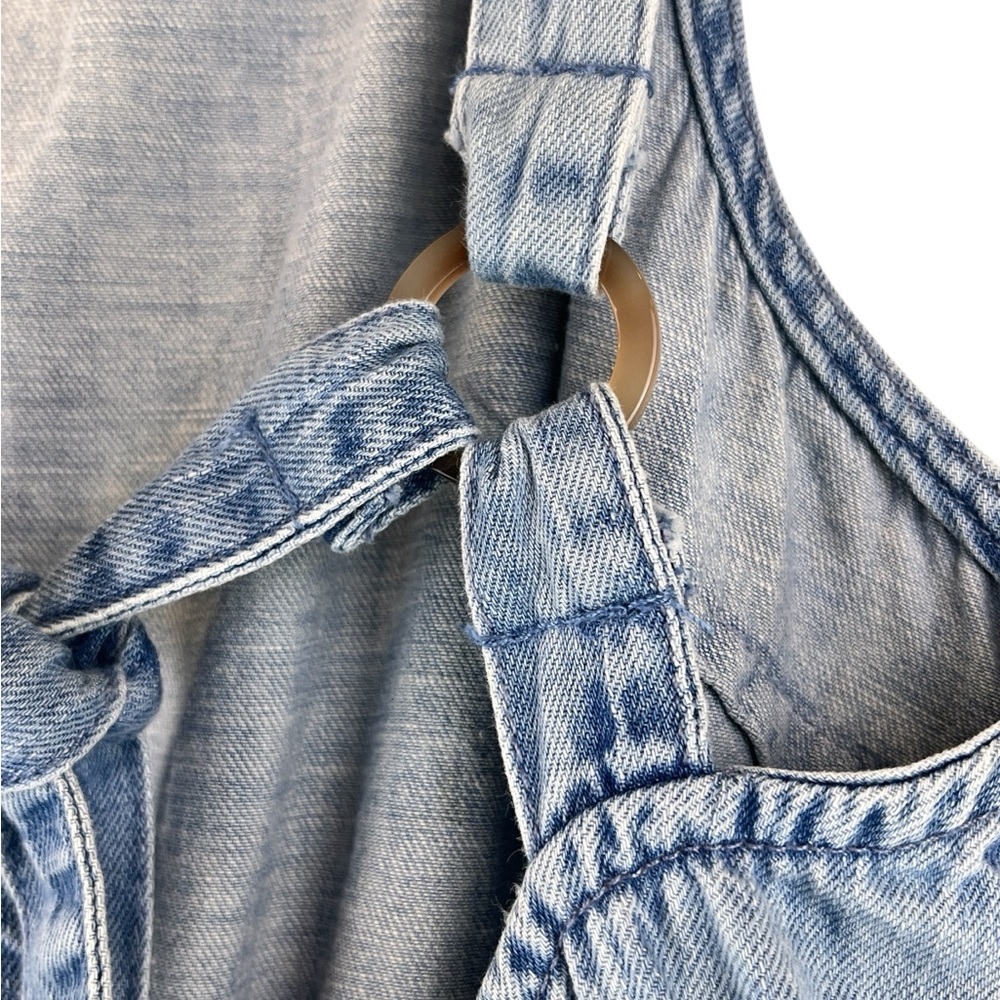 American Eagle Outfitters Blue Denim Romper Light Wash Ruffle Hem Sz S - Picture 6 of 10